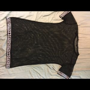 Mesh dress with pattern trim